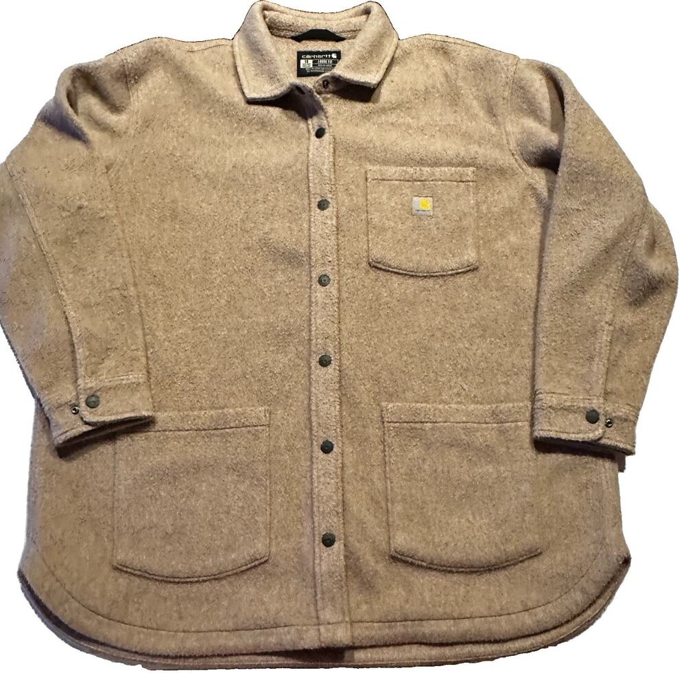 Carhartt Loose Fit Fleece Shirt Jacket Womens Sz 1X Dusty Rose Shacket Fall Work